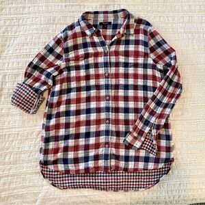 Madewell Red, White and Blue Plaid Button-down Shirt 100% Cotton Medium/Large